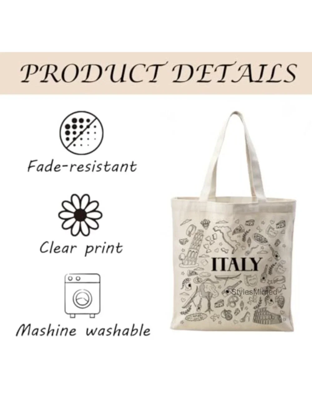 Canvas Tote Bag, Reusable Shoulder Bag Women, Travel Gift, Lightweight
